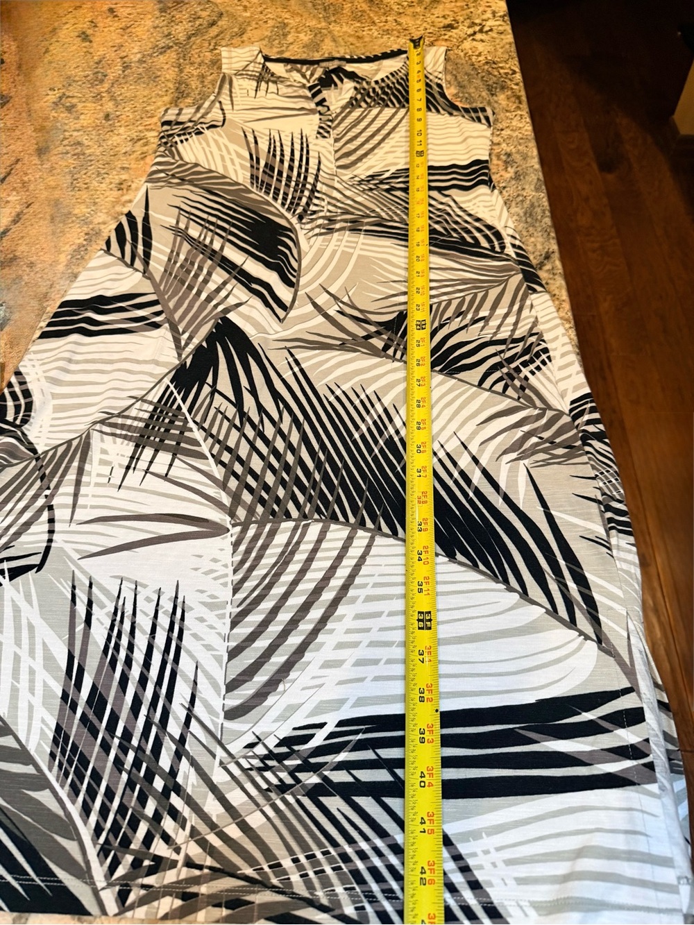 T by Talbots Tropical Palm Print Maxi Dress – Medium Petite –Sleeveless Stretch - Picture 5 of 10